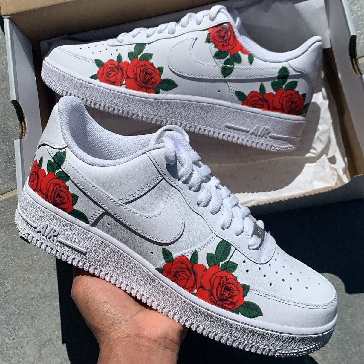 Custom Nike AF1 Low Sneakers Vinyl ‘Red Roses’