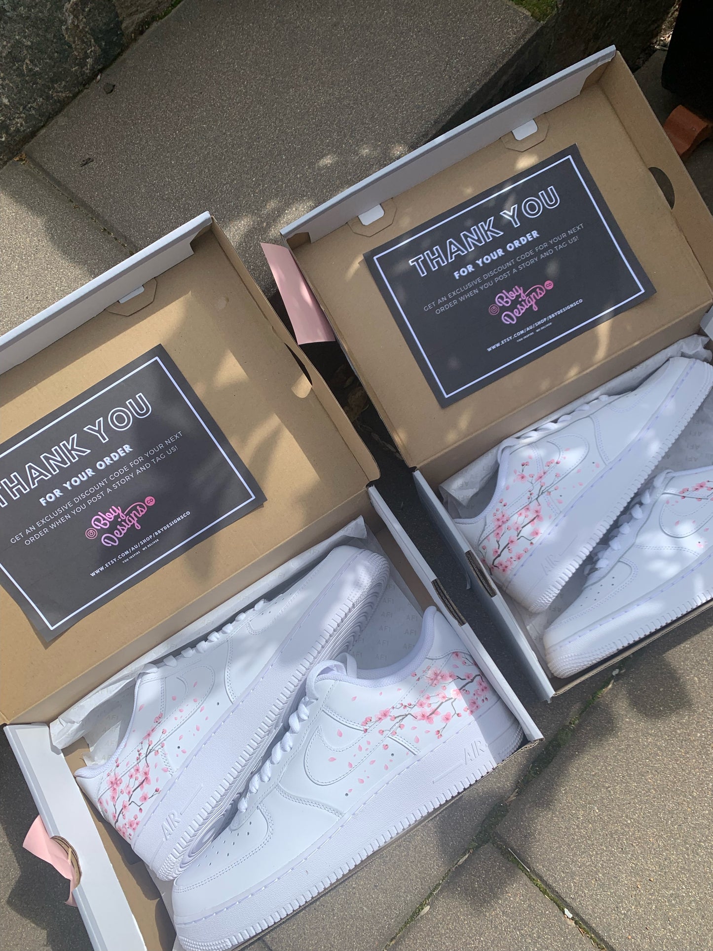 Custom Nike AF1 Low Sneakers Vinyl ‘Cherry Blossom’
