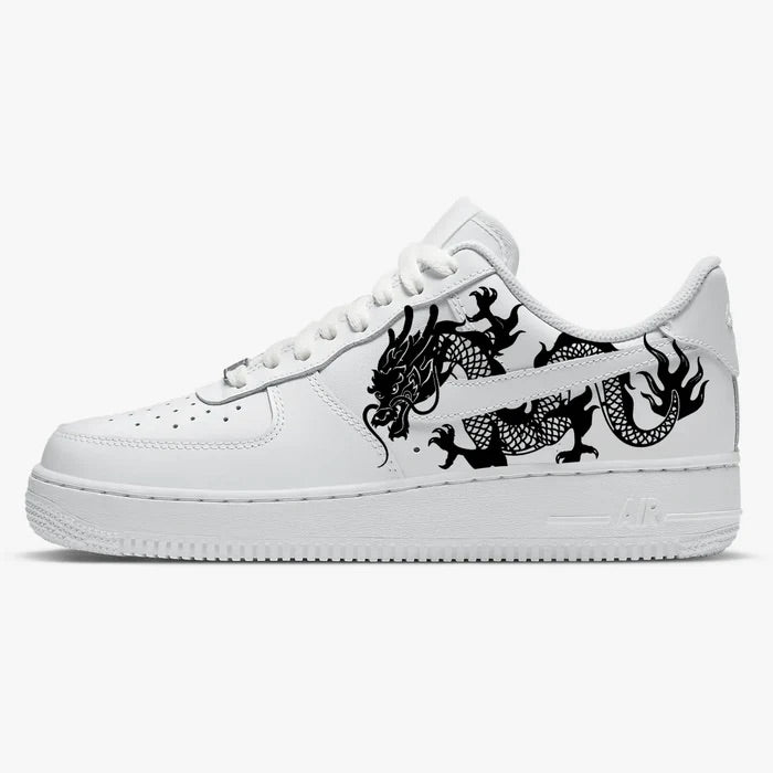 Custom Nike AF1 Low Sneakers Vinyl ‘Black Dragon’