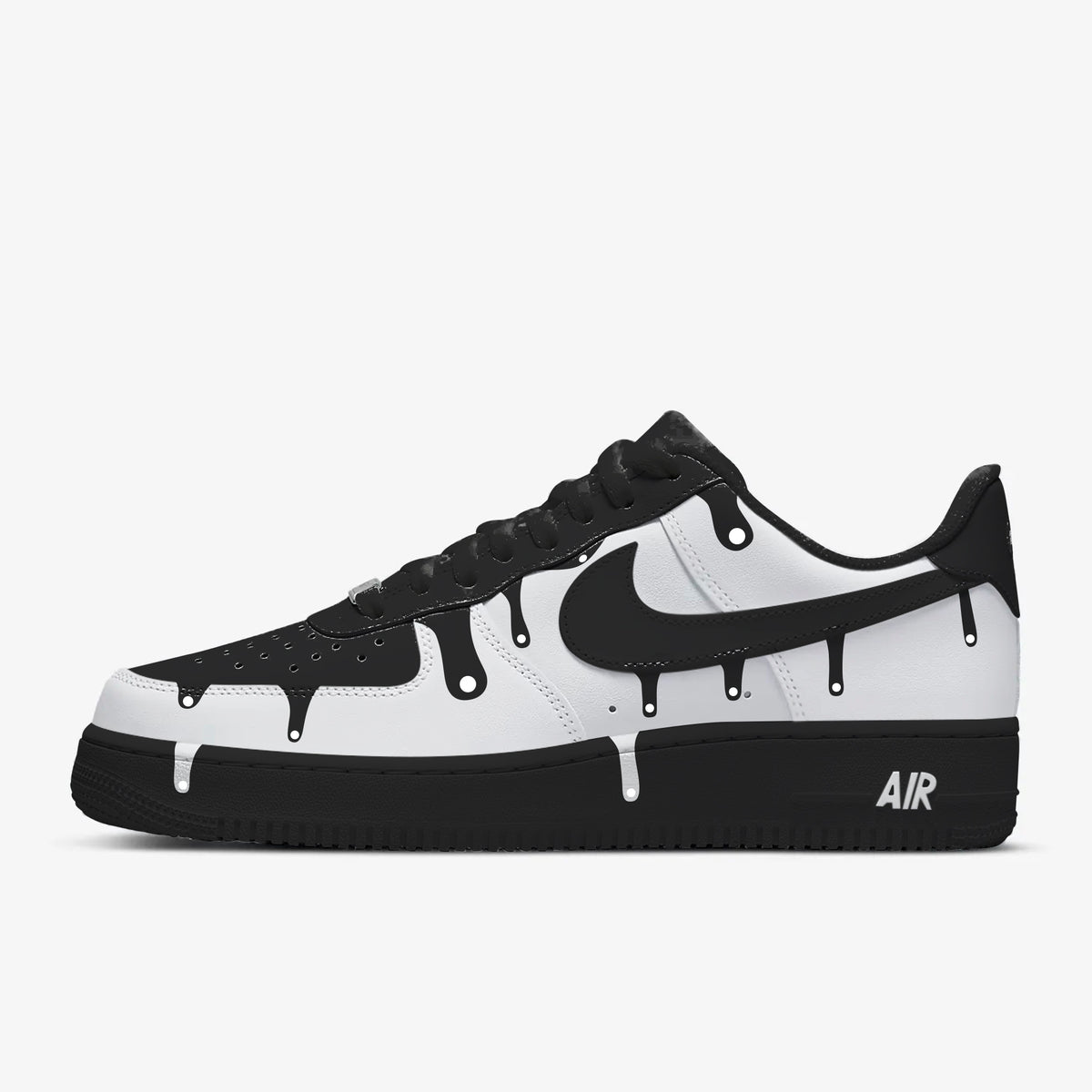 White Cartoon Drip Black AF1 - Bby Designs co – bbydesignsco