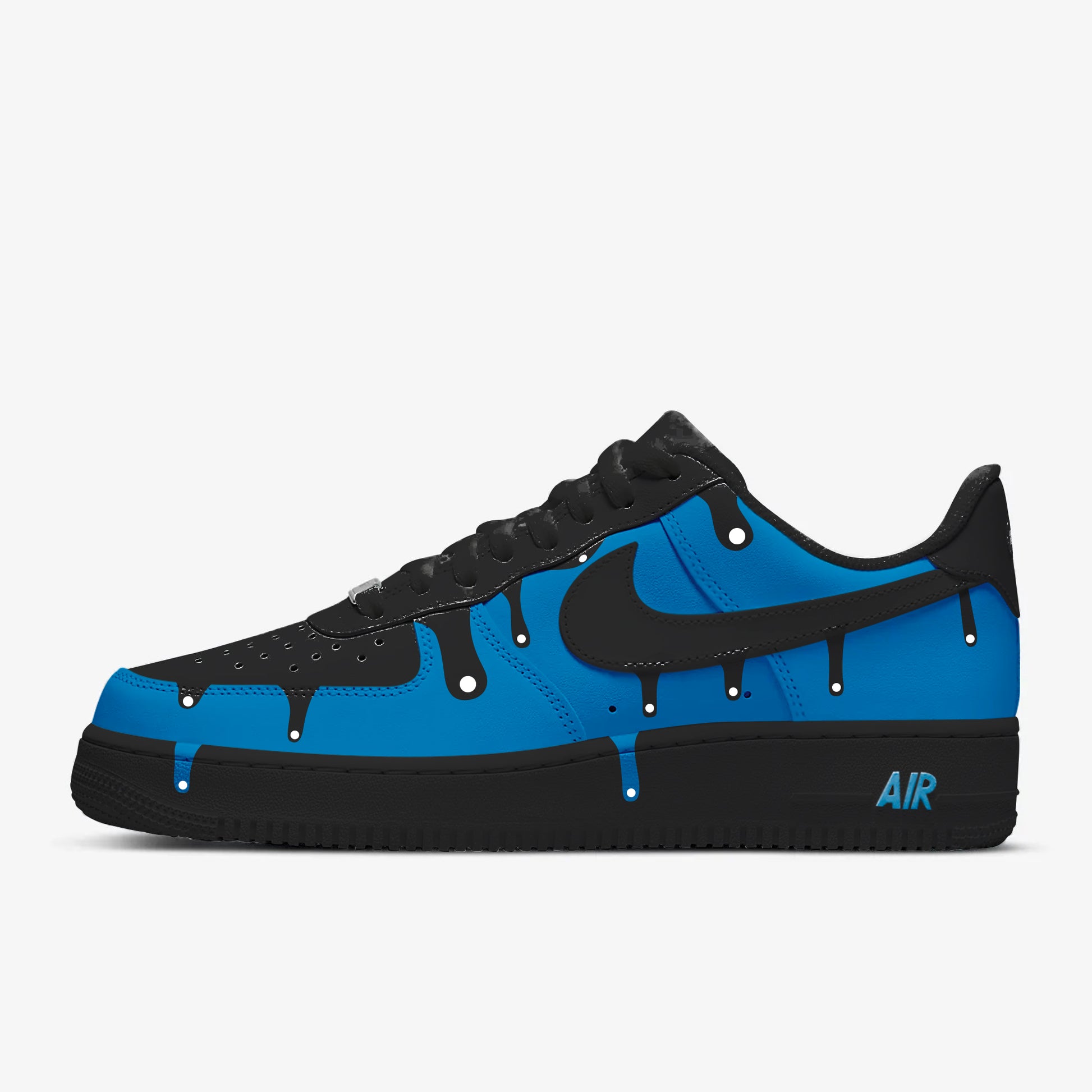 Blue Cartoon Drip Black AF1 Bby Designs co – bbydesignsco