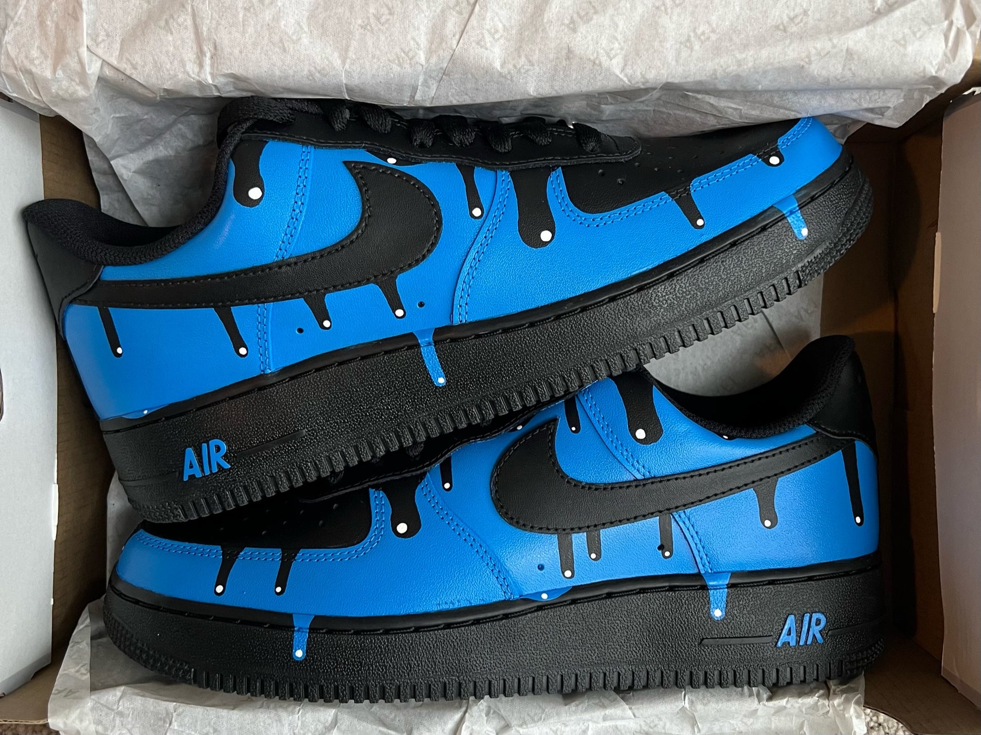 Nike, Shoes, Custom Nike Air Force Shoes Blue Drip