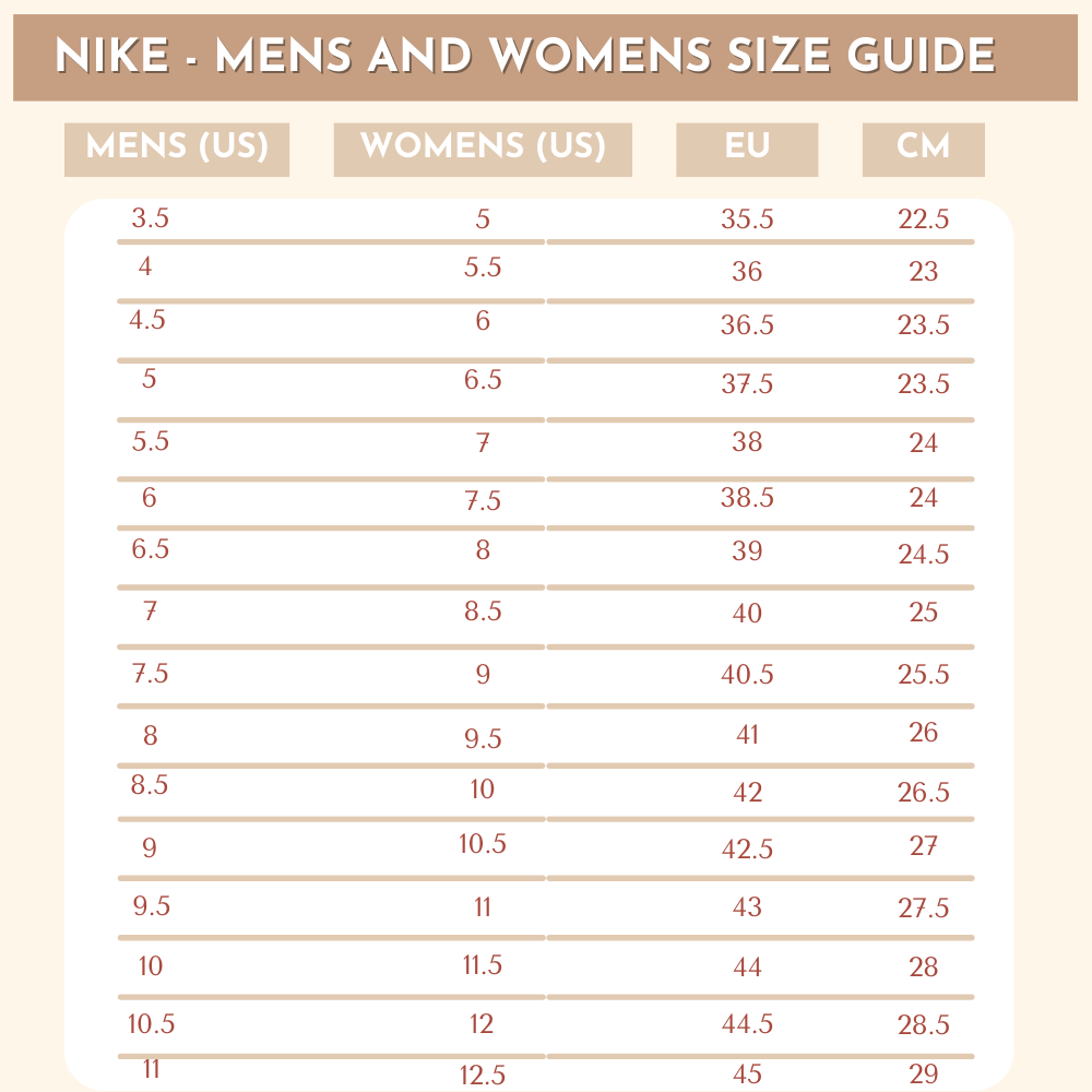 Size chart air jordan deals