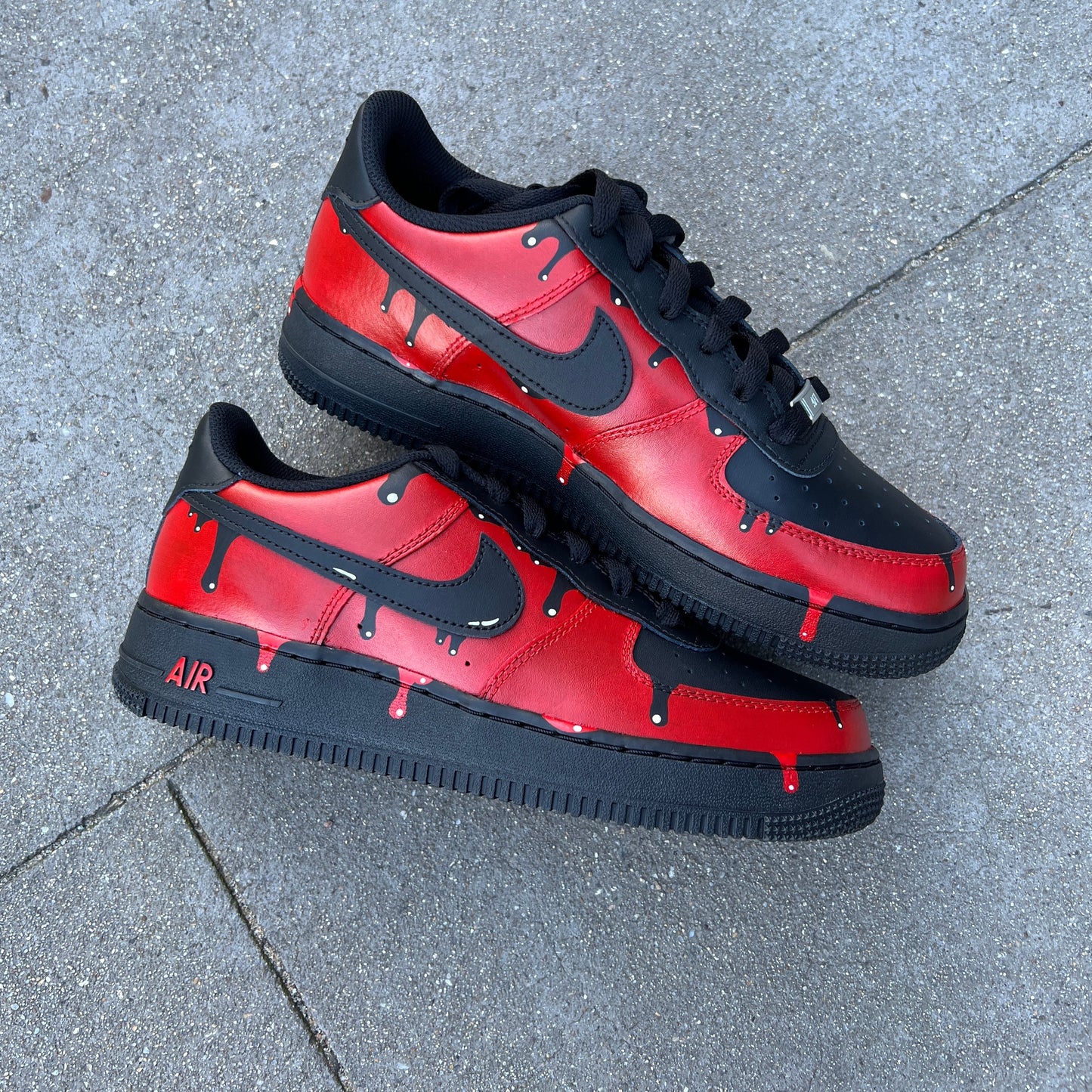Af1 Red Drip Sneakers Nike Air Force Custom Sneakers Triple Red