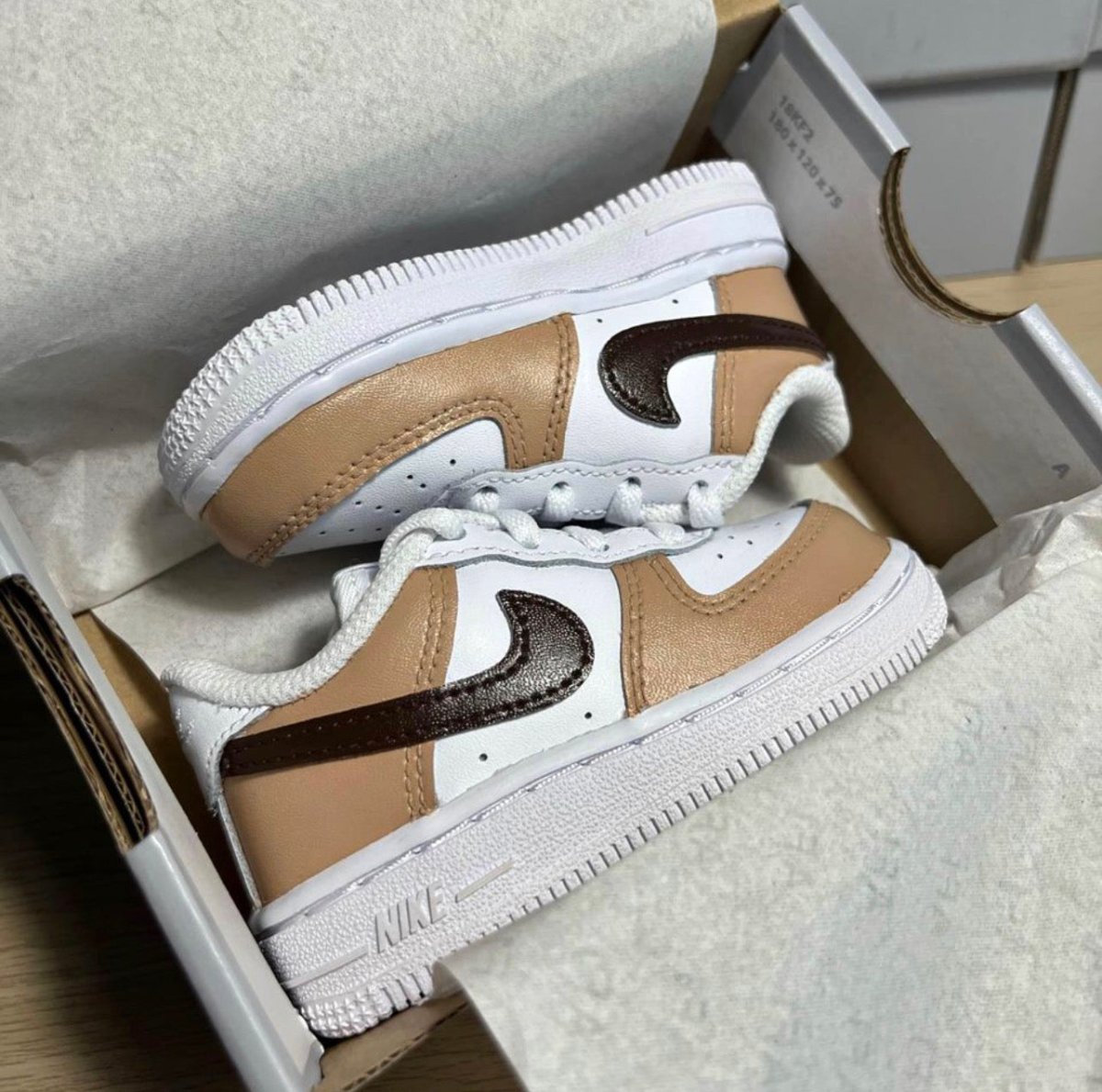 Custom Infant/Toddlers Low tan brown AF1 - Bby Designs co â bbydesignsco